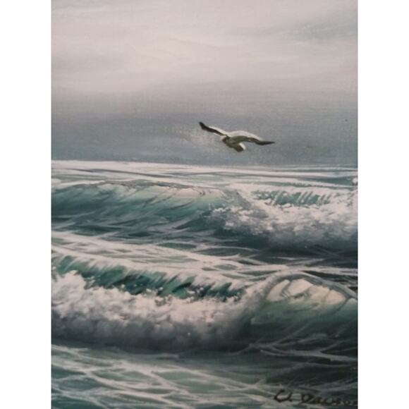 Ocean Waves Oil Painting 17x21 Framed Signed Original Canvas Sea by W. DAWSON - Picture 6 of 16